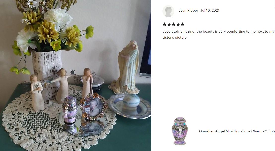 Princess Angel Pewter Keepsake Urn - Love Charms™ Option