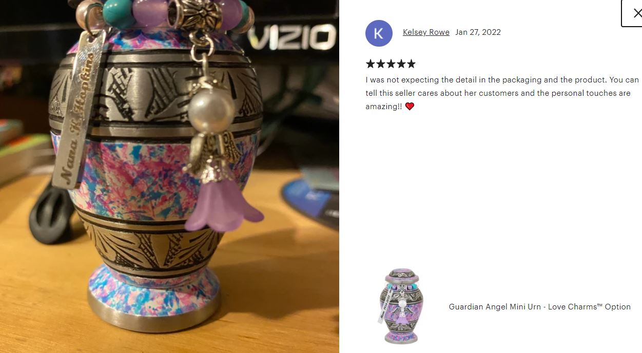 Princess Angel Pewter Keepsake Urn - Love Charms™ Option