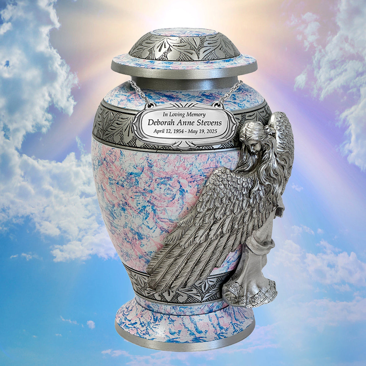 Wings of an Angel Princess Adult Urn - Pro Laser Engraving - Burial Vault Option