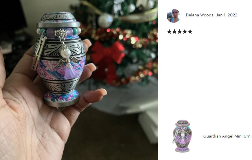 Princess Angel Pewter Keepsake Urn - Love Charms™ Option