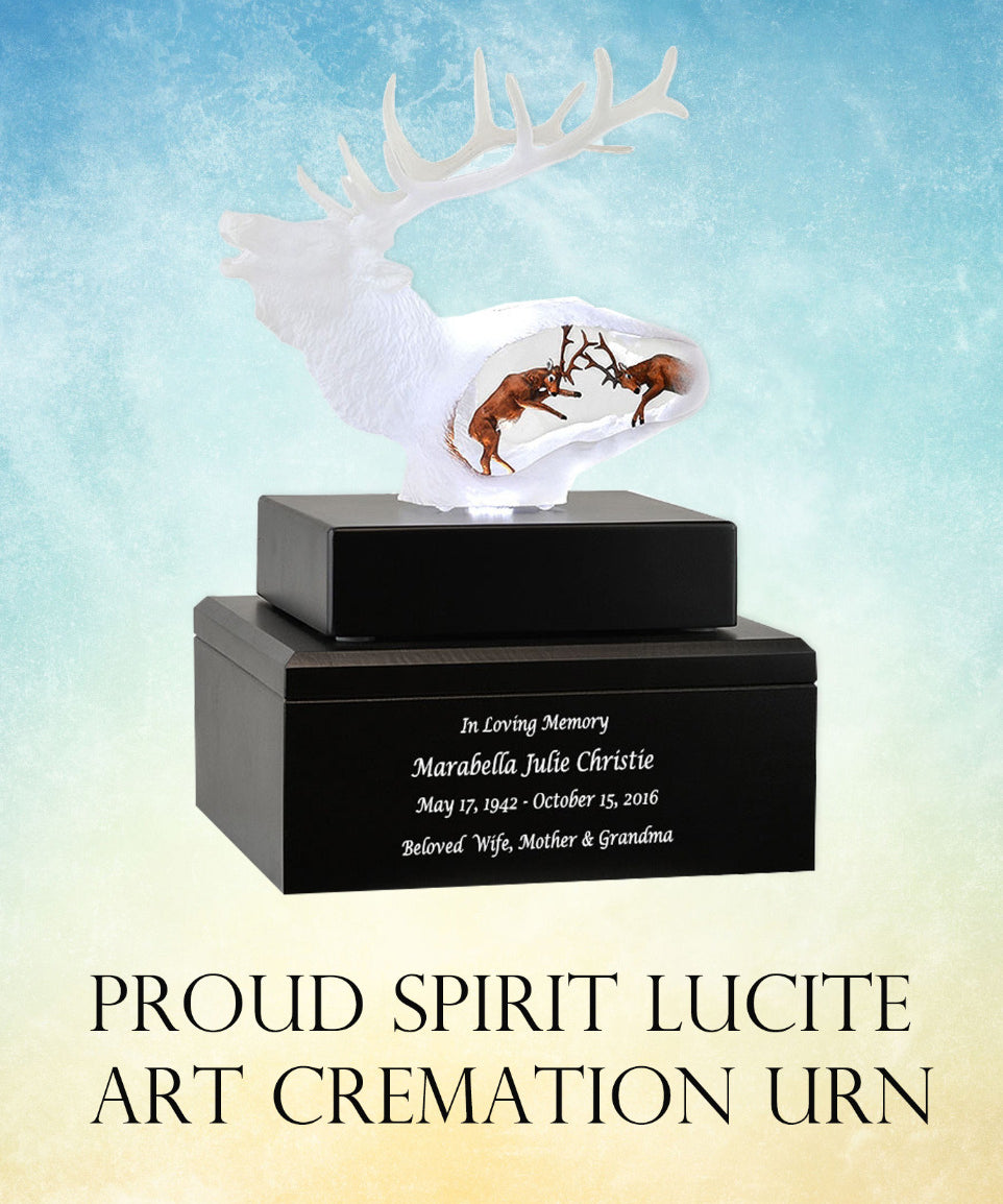 Proud Spirit Elk Lucite Art Cremation Urn 