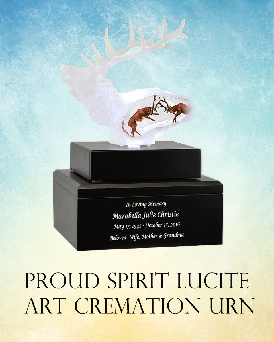 Proud Spirit Elk Lucite Art Cremation Urn 