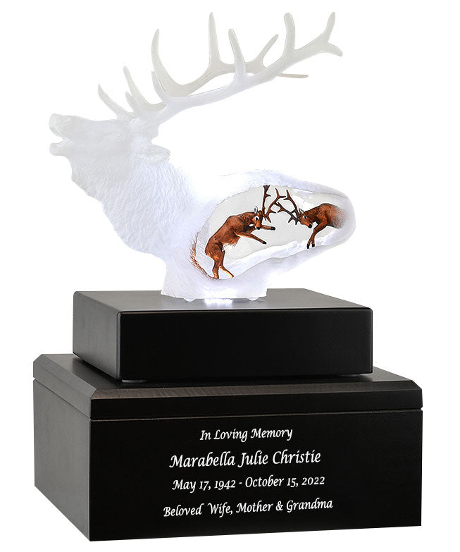 Proud Spirit Elk Lucite Art Cremation Urn 