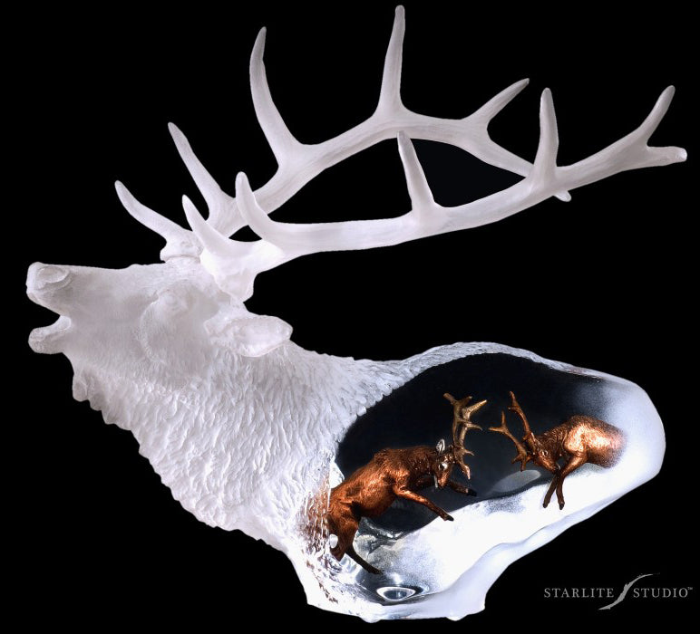 Proud Spirit Elk Lucite Art Cremation Urn 