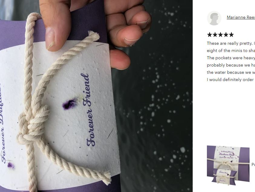 Purple Petals Peaceful Pillow® Water Burial Cremation Urn - Biodegradable Water Burial At Sea Urn - Wide River Urn