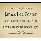 Puffed Heart Name Plates For Cremation Urns