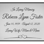 Puffed Heart Name Plates For Cremation Urns