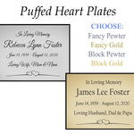 Puffed Heart Name Plates For Cremation Urns
