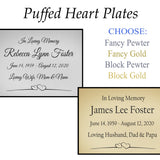 Puffed Heart Name Plates For Cremation Urns