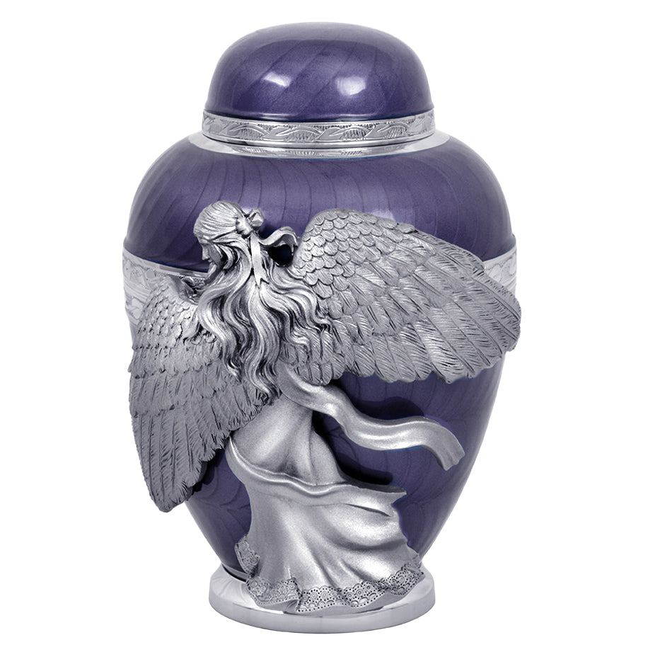 Wings of an Angel Purple Adult Urn - Pro Laser Engraving - Burial Vault Option