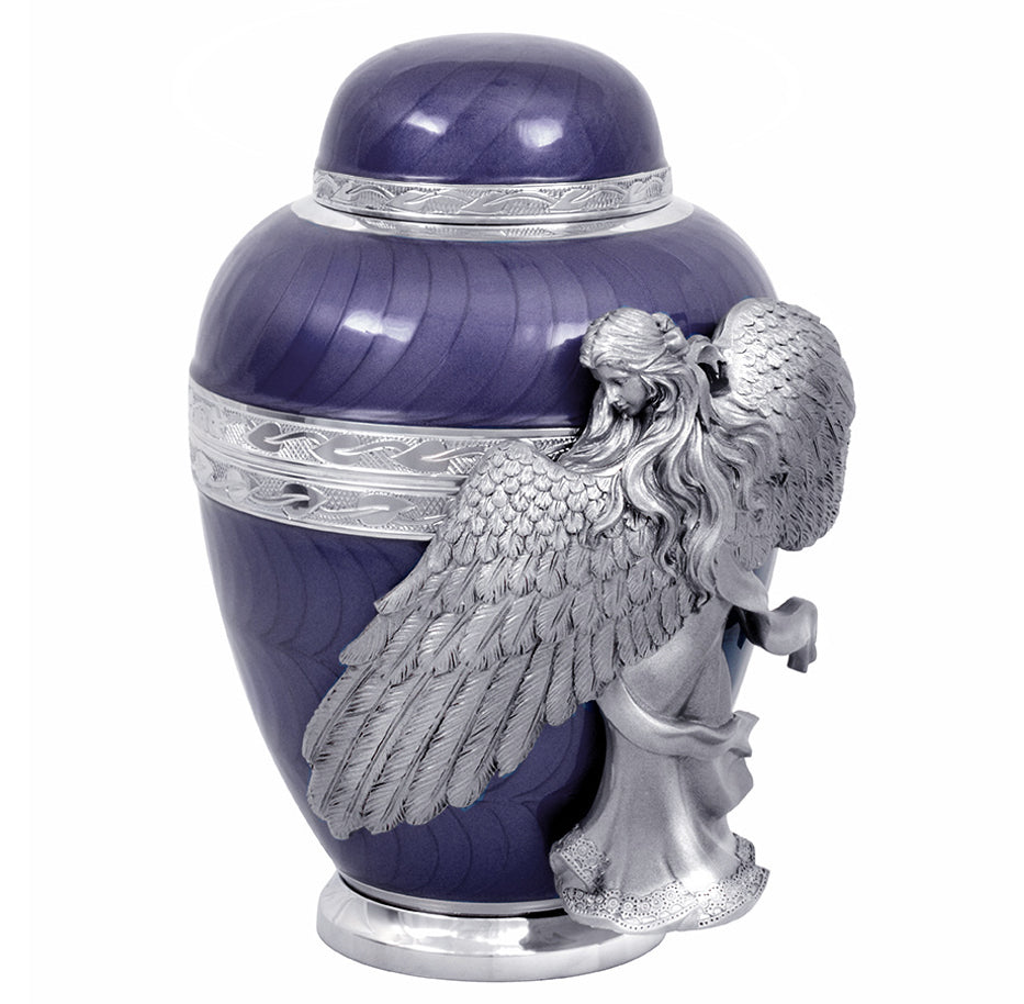 Wings of an Angel Purple Adult Urn - Pro Laser Engraving - Burial Vault Option