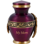 Wings of an Angel Golden Purple Keepsake Urn - Engraving Option