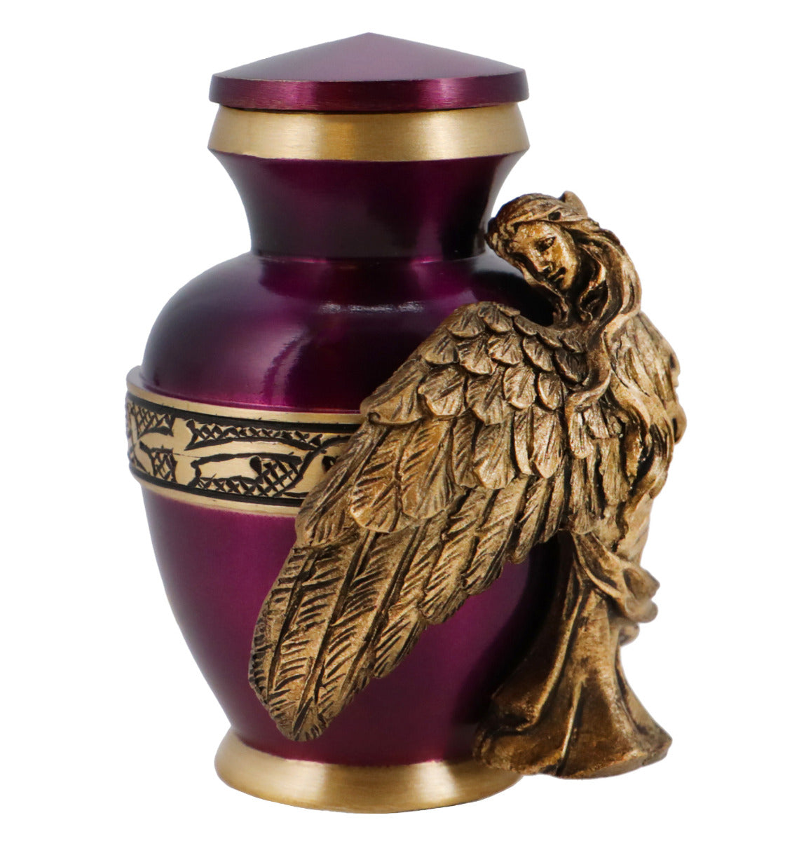 Wings of an Angel Golden Purple Keepsake Urn - Engraving Option