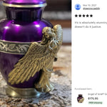 Wings of an Angel Golden Purple Adult Urn - Pro Laser Engraving - Burial Vault Option