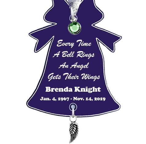  A Bell Rings Angel Wing Urn Ornament - Birthstone Option