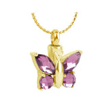 Purple Butterfly Winged Gold Ash Urn - Love Charms Option