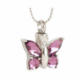 Purple Butterfly Crystal Ash Urn Pendant - Love Charms Option