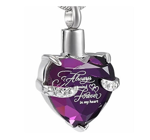 Purple Always & Forever Heart Stainless Ash Urn