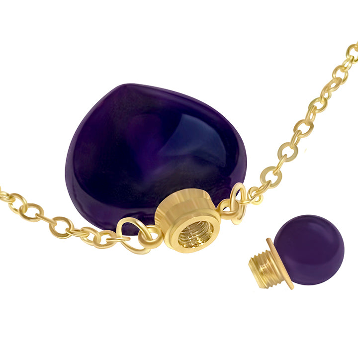 Purple Crystal Heart Cremation Jewelry Ash Necklace Urn - Love Charms® Option