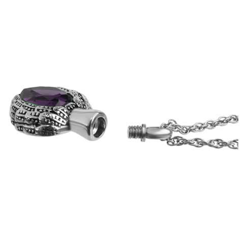 Purple Crystal Winged Heart Ash Urn