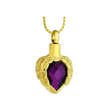 Purple Winged Heart Gold Necklace Ash Urn - Love Charms Option