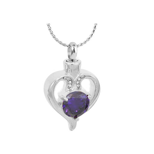 Purple Crystal Ash Urn Pendant - Love Charms Option