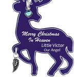 Reindeer Angel Wing Urn Ornament - Birthstone Option