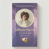 Purple Crystal Photo Memorial Cards - Funeral  Cards - Celebration of Life Cards