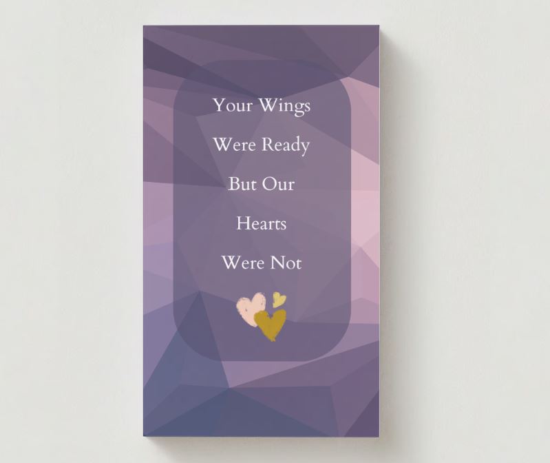 Purple Crystal Photo Memorial Cards - Funeral  Cards - Celebration of Life Cards