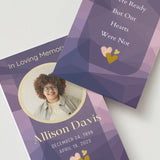 Purple Crystal Photo Memorial Cards - Funeral  Cards - Celebration of Life Cards