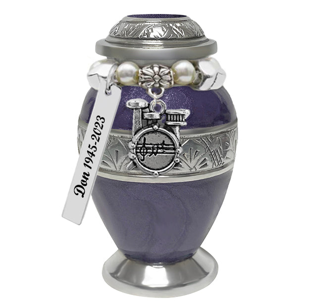 Drum Set Purple Mini Keepsake Urn - Love Charms® Option