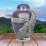 Soaring Eagle Lavender Adult Urn - Pro Laser Engraving - Burial Vault Option