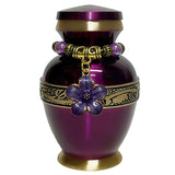 Purple Brass Floral Keepsake Urn - Love Charms™ Option
