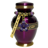 Purple Brass Floral Keepsake Urn - Love Charms™ Option