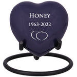 Purple Swirl Engraved Heart Keepsake Urn - Stand Option