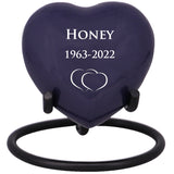 Purple Swirl Engraved Heart Keepsake Urn - Stand Option
