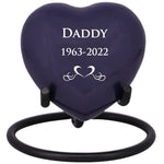 Purple Swirl Engraved Heart Keepsake Urn - Stand Option