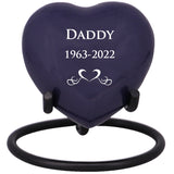 Purple Swirl Engraved Heart Keepsake Urn - Stand Option