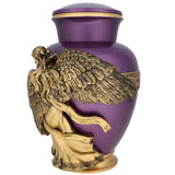 Wings of an Angel Golden Purple Adult Urn - Pro Laser Engraving - Burial Vault Option