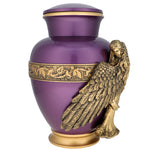 Wings of an Angel Golden Purple Adult Urn - Pro Laser Engraving - Burial Vault Option