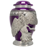 Wings of an Angel Purple Hearts Adult Urn - Pro Laser Engraving - Burial Vault Option
