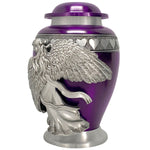 Wings of an Angel Purple Hearts Adult Urn - Pro Laser Engraving - Burial Vault Option