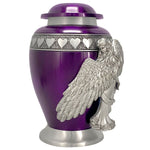 Wings of an Angel Purple Hearts Adult Urn - Pro Laser Engraving - Burial Vault Option