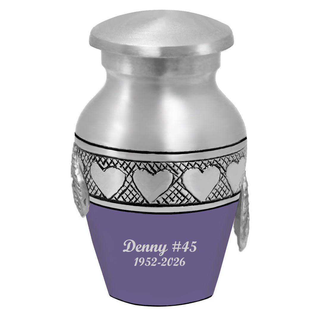 Wings of an Angel Purple Circle of Hearts Keepsake Urn - Engraving Option