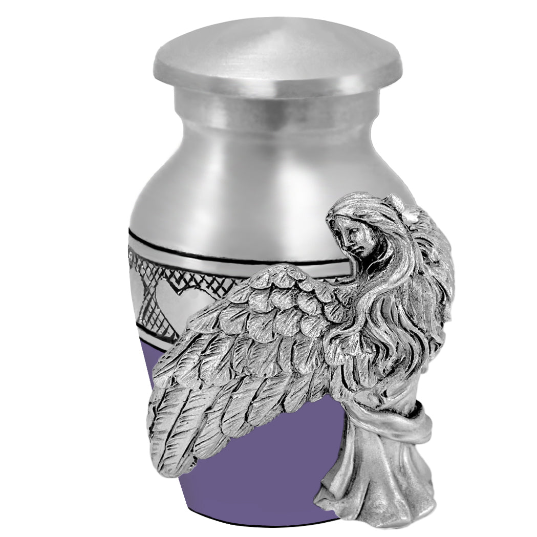 Wings of an Angel Purple Circle of Hearts Keepsake Urn - Engraving Option