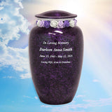 Purple Marbled Pewter Cremation Adult Urn - Tribute Wreath™ - Pro Laser Engraving