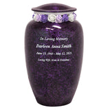Purple Marbled Pewter Cremation Adult Urn - Tribute Wreath™ - Pro Laser Engraving