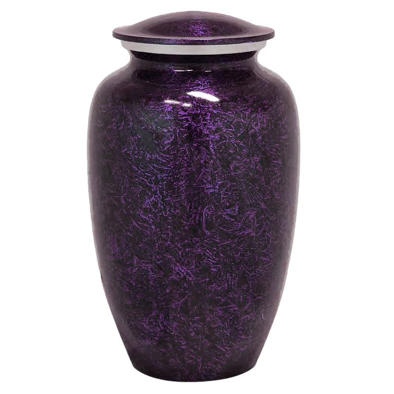 Purple Marbled Pewter Cremation Adult Urn - Tribute Wreath™ - Pro Laser Engraving
