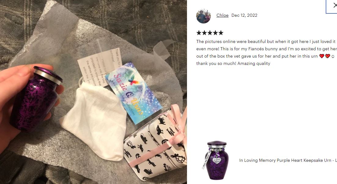 In Loving Memory Purple Heart Keepsake Urn - Love Charms® Option