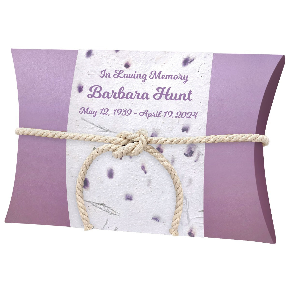 Purple Petals Peaceful Pillow® Water Burial Cremation Urn - Biodegradable Water Burial At Sea Urn - Wide River Urn